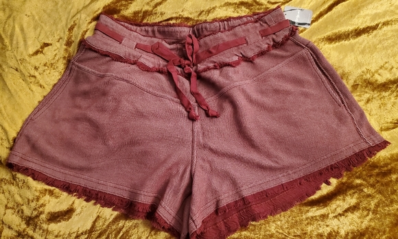 Free People High Rise Up & Fly Shorts in Wine - Picture 14 of 15
